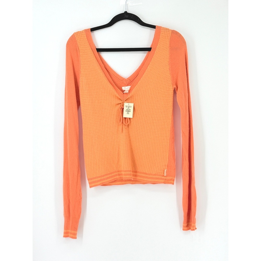 New Hollister Girls V-Neck Balletcore Cricket Knit Sweater Y2K Preppy Bow Size L